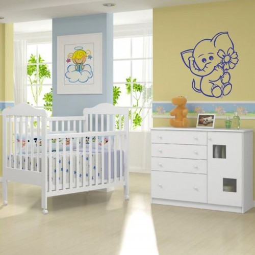 Adesivo de parede Adesivo de Parede Elefantinho com Flor