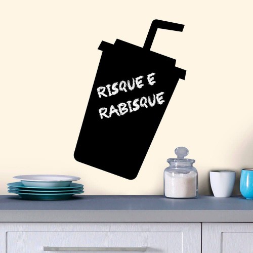Adesivo de parede Adesivo de Parede Lousa Copo Refrigerante