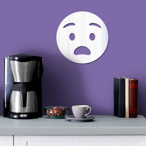 Adesivo de parede Espelho Decorativo Emoji Chocado