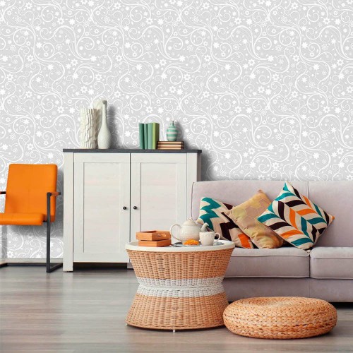 Adesivo de parede Papel de Parede Flora Gray