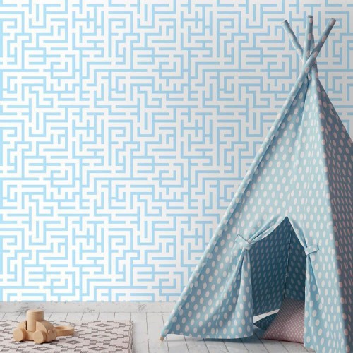 Adesivo de parede Papel de Parede Maze Blue