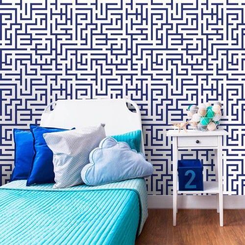 Adesivo de parede Papel de Parede Maze Navy