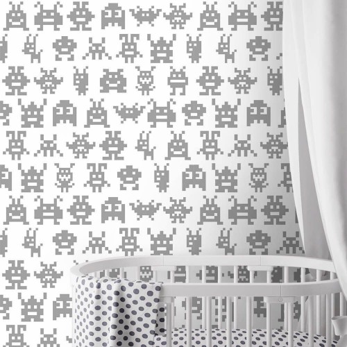 Adesivo de parede Papel de Parede Monsters Gray