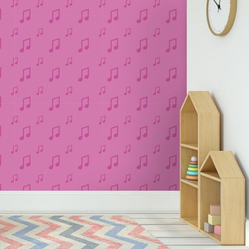 Adesivo de parede Papel de Parede Notas Musicais Rosa