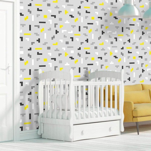 Adesivo de parede Papel de Parede Tetris Gray
