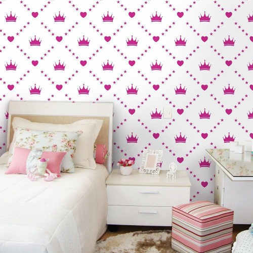 Adesivo de parede Papel de Parede Tiara da Princesa Pink