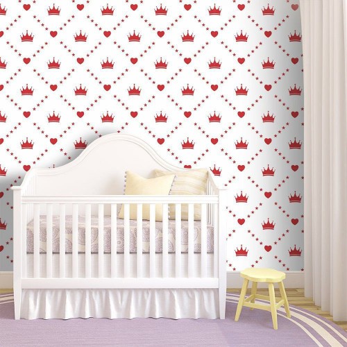 Adesivo de parede Papel de Parede Tiara da Princesa Red