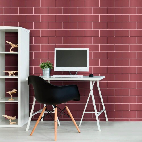 Adesivo de parede Papel de Parede Tijolo Metálico Rose