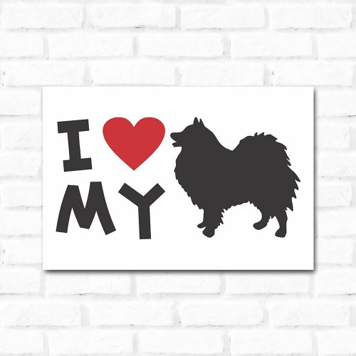 Adesivo de parede Placa Decorativa I Love My Spitz Alemão